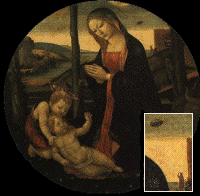 15th century painting of Virgin Mary with UFO