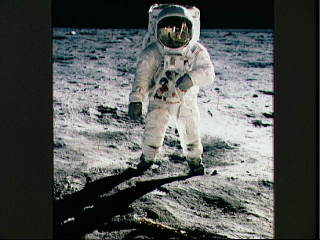 Photo of Buzz Aldrin on the moon