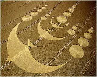 Crop circle in field of grain