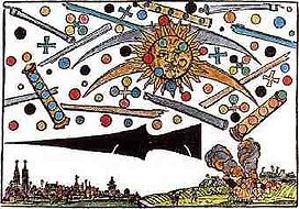 Woodcut of alien air battle in 1561