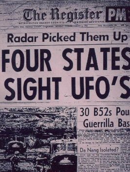 Newspaper Headline: UFOs Seen