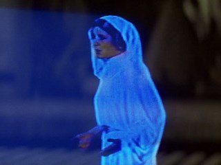 Hologram of Princess Leia from 'Star Wars'.